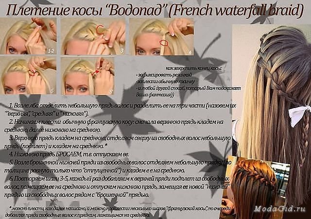 Плетение французского водопада схема видео Плетение французского водопада схема