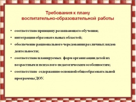 К планам учебно воспитательной работы предъявляются такие требования как ответ на тест